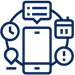 Automation Icon with phone showing apps and automation around the phone.