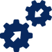 Integration icon with cog wheels working together.