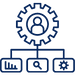 Project Management icon with cog wheel and three categories underneath.